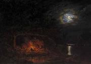 Cornelius Krieghoff In Camp at Night oil painting reproduction